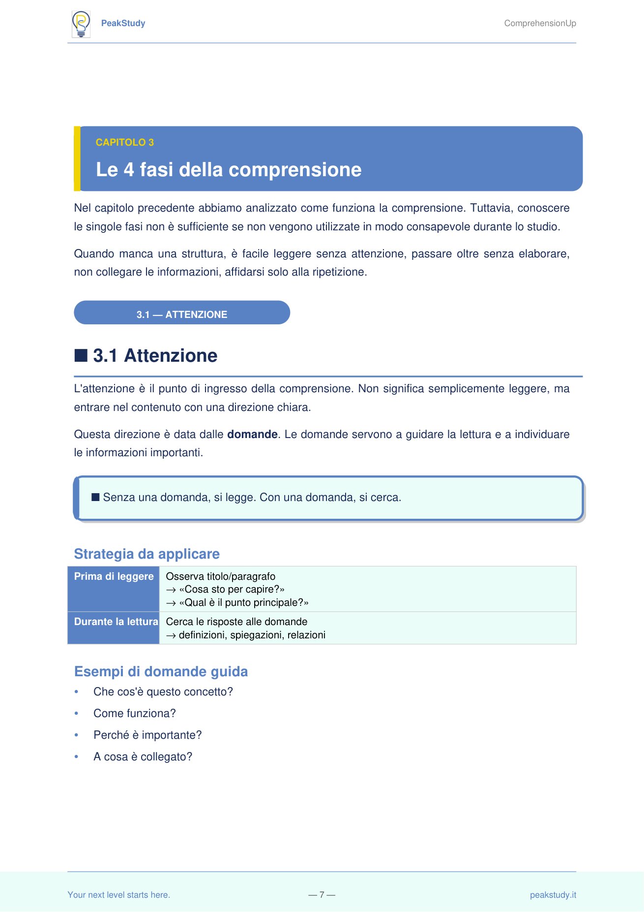 Le 4 fasi della comprensione